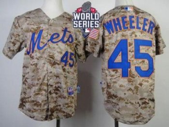 Youth New York Mets #45 Zack Wheeler Camo Alternate Cool Base W 2015 World Series Patch Stitched MLB Jersey