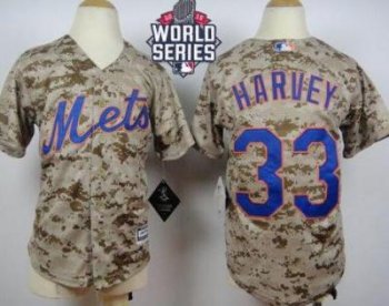 Youth New York Mets #33 Matt Harvey Camo Alternate Cool Base W 2015 World Series Patch Stitched MLB Jersey