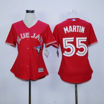 Women Toronto Blue Jays #55 Russell Martin Red Canada Day Stitched MLB Jersey