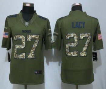 Nike Green Bay Packers #27 Eddie Lacy Green Salute To Service Limited Jersey