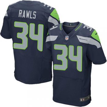 Nike Seattle Seahawks #34 Thomas Rawls Steel Blue Team Color Men's Stitched NFL Elite Jersey