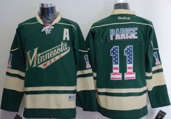 Minnesota Wild #11 Zach Parise Green USA Flag Fashion Stitched NHL Jersey