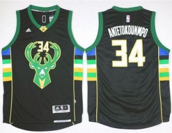 Milwaukee Bucks #34 Giannis Antetokounmpo Black Alternate Stitched NBA Jersey