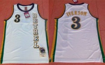 Philadelphia 76ers #3 Allen Iverson White Bethel High School Stitched NBA Jersey