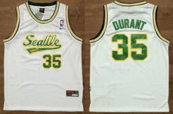 Oklahoma City Thunder #35 Kevin Durant White Throwback Stitched NBA Jersey