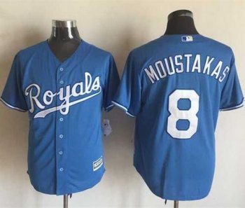 Kansas City Royals #8 Mike Moustakas Light Blue Alternate 1 New Cool Base Stitched MLB Jersey