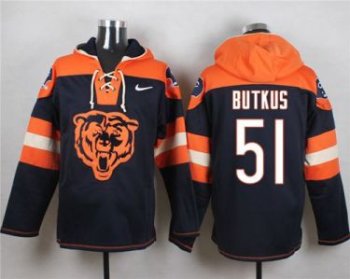 Nike Chicago Bears #51 Dick Butkus Navy Blue Player Pullover NFL Hoodie