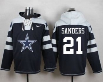 Nike Dallas Cowboys #21 Deion Sanders Navy Blue Player Pullover NFL Hoodie