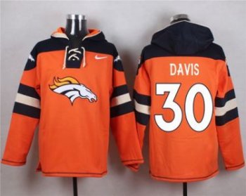 Nike Denver Broncos #30 Terrell Davis Orange Player Pullover NFL Hoodie