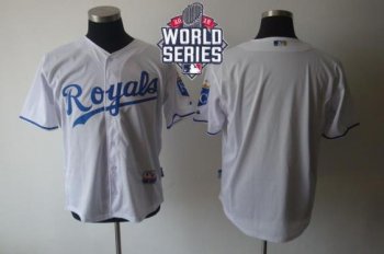 Royals Blank White Cool Base W 2015 World Series Patch Stitched Baseball Jersey