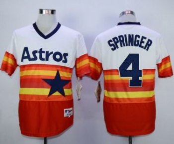 Houston Astros #4 George Springer White Orange 1980 Turn Back The Clock Stitched MLB Jersey