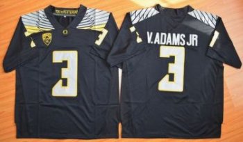 Oregon Ducks #3 Vernon Adams Jr. Olive Black(White No.) Stitched NCAA Jersey