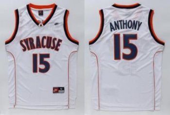 Orange #15 Carmelo Anthnoy White Basketball Stitched NCAA Jersey