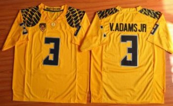 Oregon Ducks #3 Vernon Adams Jr. Olive Yellow Stitched NCAA Jersey