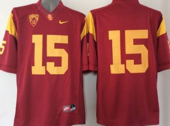 USC Trojans #15 Red PAC-12 C Patch Stitched NCAA Jersey