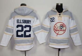 New York Yankees #22 Jacoby Ellsbury White Sawyer Hooded Sweatshirt MLB Hoodie