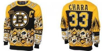 Boston Bruins #33 Zdeno Chara Black Yellow Men's NHL Ugly Sweater