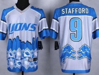 Nike Detroit Lions #9 Matthew Stafford Blue Men's Stitched NFL Elite Noble Fashion Jersey