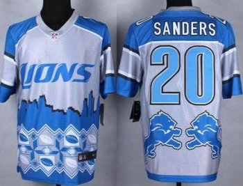 Nike Detroit Lions #20 Barry Sanders Blue Men's Stitched NFL Elite Noble Fashion Jersey