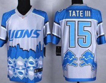 Nike Detroit Lions #15 Golden Tate III Blue Men's Stitched NFL Elite Noble Fashion Jersey