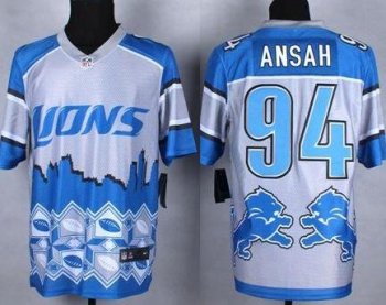 Nike Detroit Lions #94 Ziggy Ansah Blue Men's Stitched NFL Elite Noble Fashion Jersey