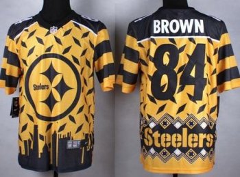 Nike Pittsburgh Steelers #84 Antonio Brown Gold Men's Stitched NFL Elite Noble Fashion Jersey