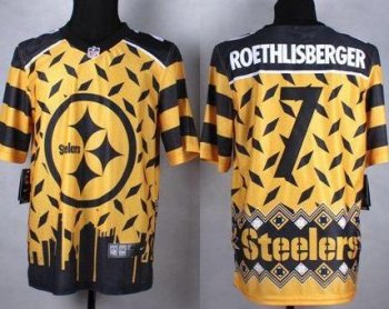 Nike Pittsburgh Steelers #7 Ben Roethlisberger Gold Men's Stitched NFL Elite Noble Fashion Jersey