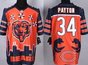 Nike Chicago Bears #34 Walter Payton Orange Men's Stitched NFL Elite Noble Fashion Jersey