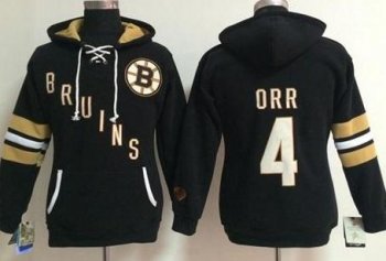 Women's Boston Bruins #4 Bobby Orr Black Old Time Heidi NHL Hoodie