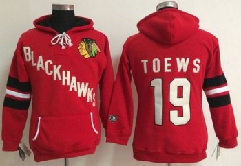 Women's Chicago Blackhawks #19 Jonathan Toews Red Old Time Heidi NHL Hoodie