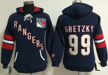 Women's New York Rangers #99 Wayne Gretzky Navy Blue Old Time Heidi NHL Hoodie