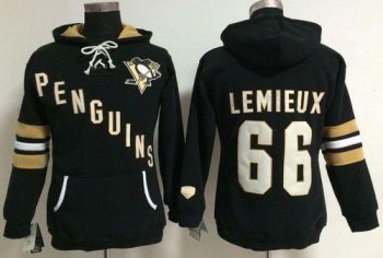 Women's Pittsburgh Penguins #66 Mario Lemieux Black Old Time Heidi NHL Hoodie