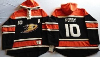 Anaheim Ducks 10 Corey Perry Black Sawyer Hooded Sweatshirt Stitched NHL Jersey