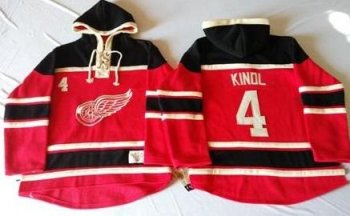 Detroit Red Wings 4 Jakub Kindl Red Sawyer Hooded Sweatshirt Stitched NHL Jersey