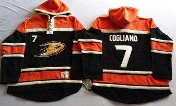 Anaheim Ducks 7 Andrew Cogliano Black Sawyer Hooded Sweatshirt Stitched NHL Jersey