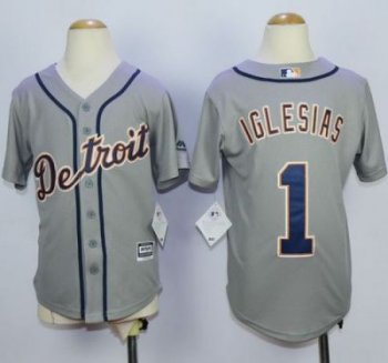 Youth Detroit Tigers #1 Jose Iglesias Grey Cool Base Stitched MLB Jersey