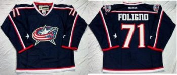 Columbus Blue Jackets #71 Nick Foligno Navy Blue Home Stitched NHL Jersey