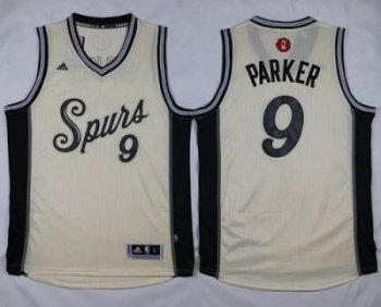 San Antonio Spurs #9 Tony Parker Cream 2015-2016 Christmas Day Stitched NBA Jersey