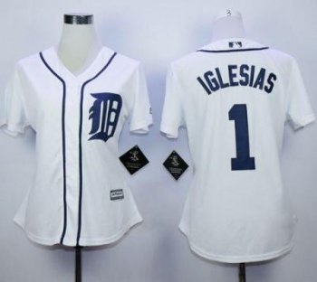 Women Detroit Tigers #1 Jose Iglesias White Home Stitched MLB Jersey