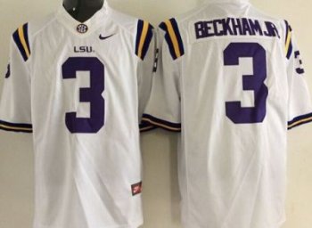 LSU Tigers #3 Odell Beckham Jr White Stitched NCAA Jersey