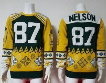 Nike Packers #87 Jordy Nelson Green Yellow Men's Ugly Sweater