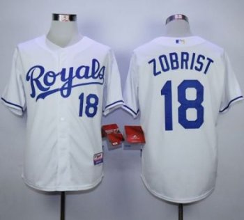 Kansas City Royals #18 Ben Zobrist White Cool Base Stitched MLB Jersey