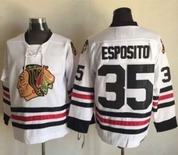 Chicago Blackhawks #35 Tony Esposito White CCM Throwback Stitched NHL Jersey