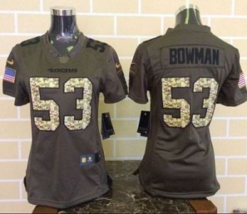 Women San Francisco 49ers #53 NaVorro Bowman Green Stitched NFL Limited Salute To Service Jersey