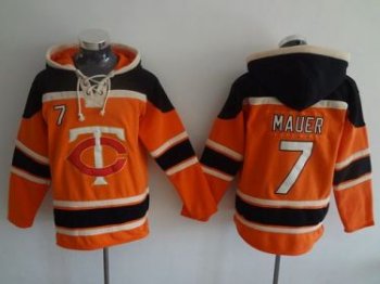 Minnesota Twins #7 Joe Mauer Orange Sawyer Hooded Sweatshirt MLB Hoodie