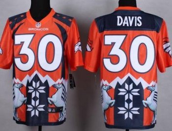 Nike Denver Broncos #30 Terrell Davis Orange Men's Stitched NFL Elite Noble Fashion Jersey