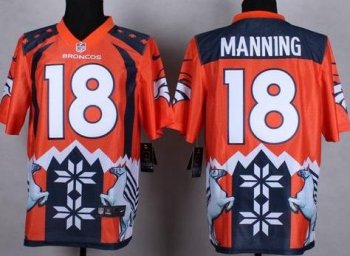 Nike Denver Broncos #18 Peyton Manning Orange Men's Stitched NFL Elite Noble Fashion Jersey