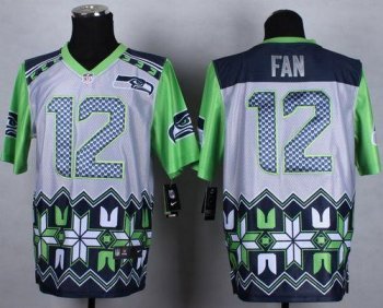 Nike Seattle Seahawks #12 Fan Grey Men's Stitched NFL Elite Noble Fashion Jersey