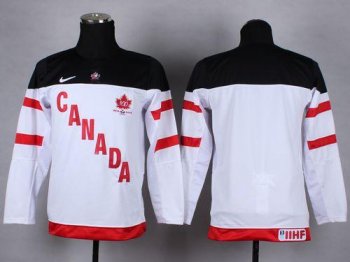 Youth Team Canada Blank White 100th Anniversary Stitched NHL Jersey