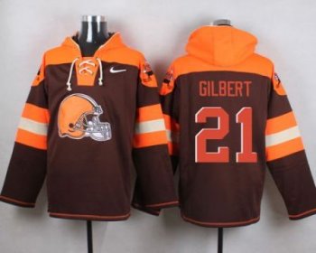 Nike Cleverland Browns #21 Justin Gilbert Brown Player Pullover NFL Hoodie